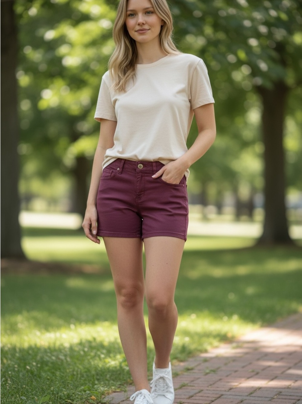 American Eagle Burgundy High Rise Shorts